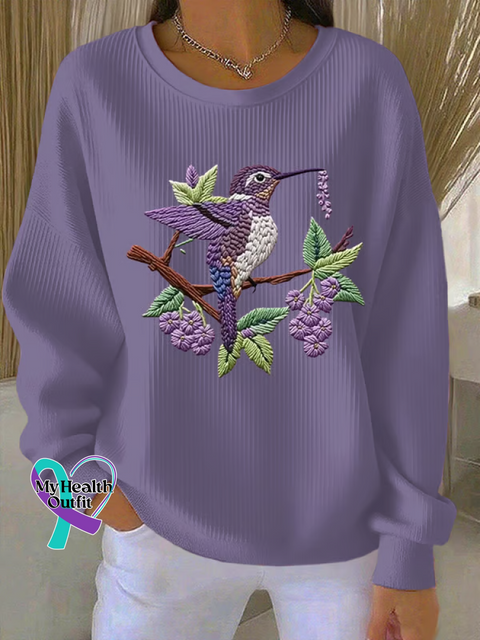 Alzheimer’s Awareness Floral Print Casual Sweatshirt LightPurple / S