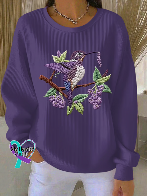 Alzheimer’s Awareness Floral Print Casual Sweatshirt Purple / S