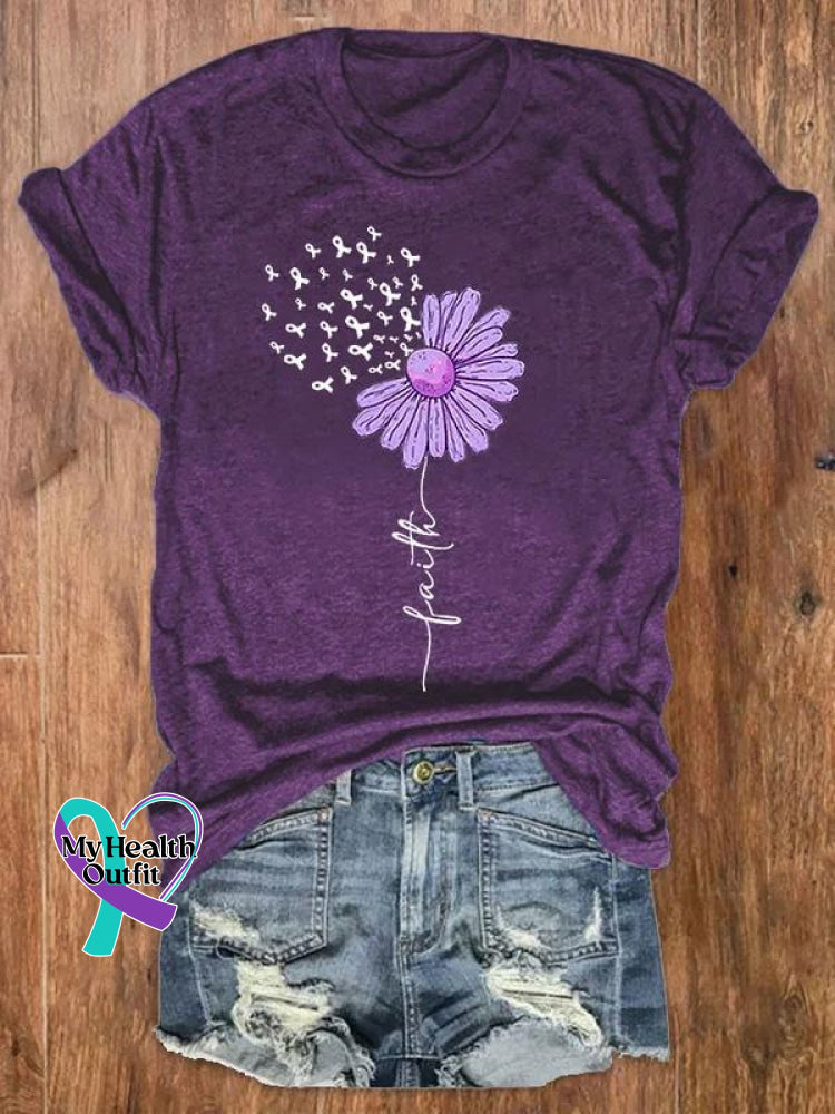 Alzheimer’s Awareness Graphic Printed Women’s T-Shirt Purple / S