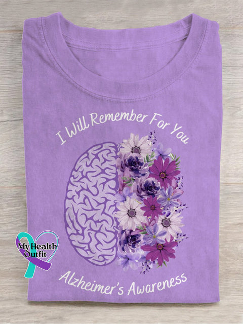 Alzheimer’s Awareness I’ll Will Remember For You T-Shirt Purple1 / S