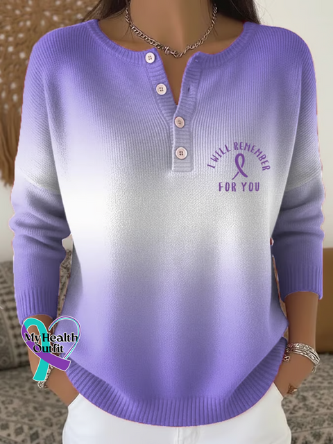 Alzheimer’s Awareness Print Buttoned Cardigan Sweater Multicolor / S