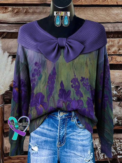 Alzheimer’s Awareness Print Buttoned Cardigan Sweater Multicolor / S