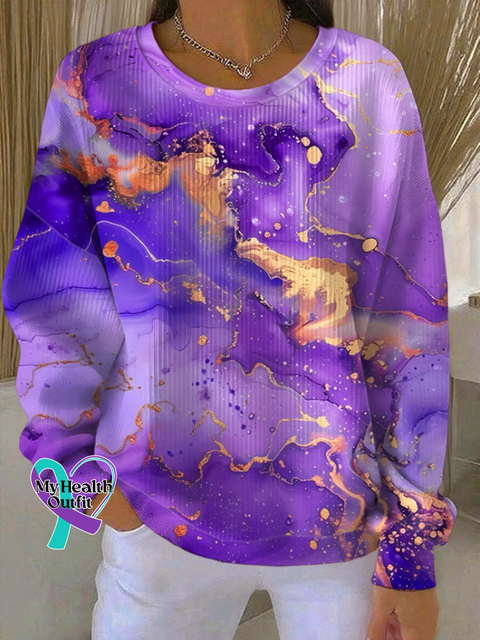 Alzheimer’s Awareness Print Casual Sweatshirt Multicolor / S