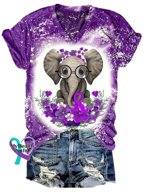 Alzheimer’s Disease Ladies Print T-Shirt Purple / S