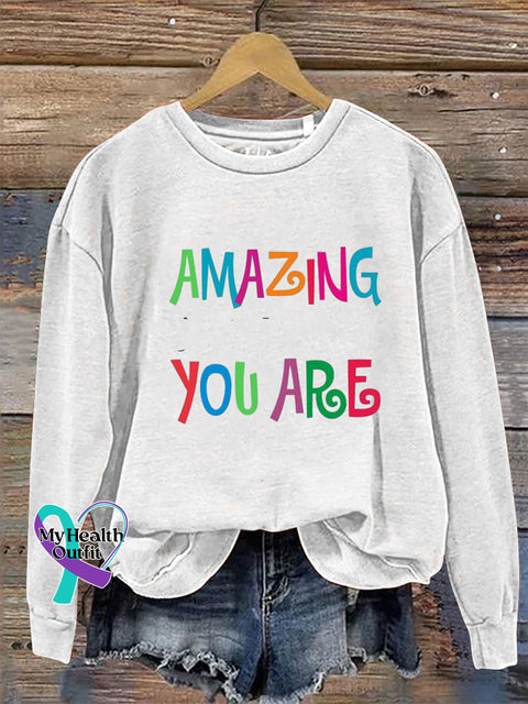 Amazing You Are Crew Neck Long Sleeve Sweatshirt White / S