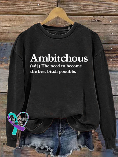 Ambitchous Art Print Pattern Casual Sweatshirt Black / S