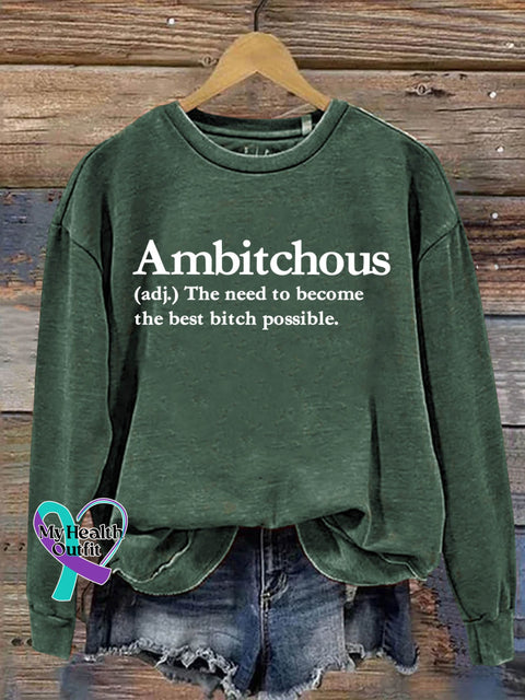 Ambitchous Art Print Pattern Casual Sweatshirt Green / S