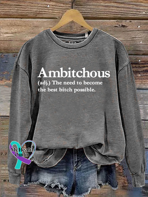 Ambitchous Art Print Pattern Casual Sweatshirt Grey / S