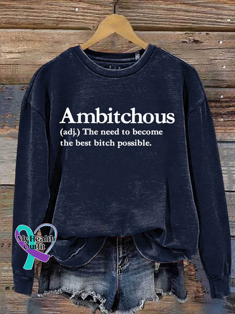 Ambitchous Art Print Pattern Casual Sweatshirt Navy / S