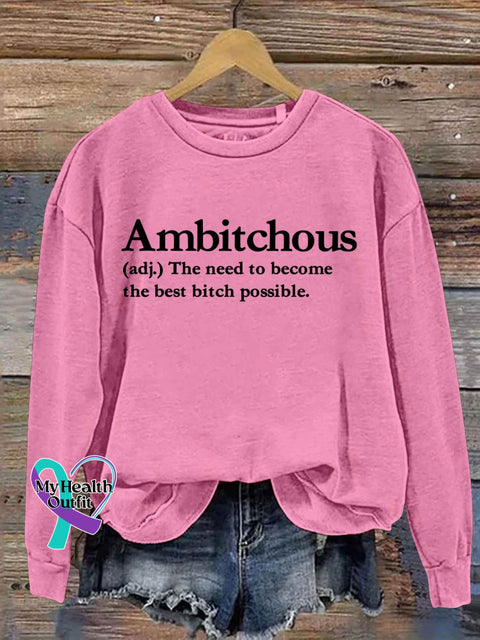 Ambitchous Art Print Pattern Casual Sweatshirt Pink / S