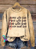 Amen Believe God Art Vintage Print Casual Sweatshirt Khaki / S