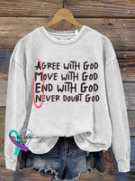 Amen Believe God Art Vintage Print Casual Sweatshirt White / S