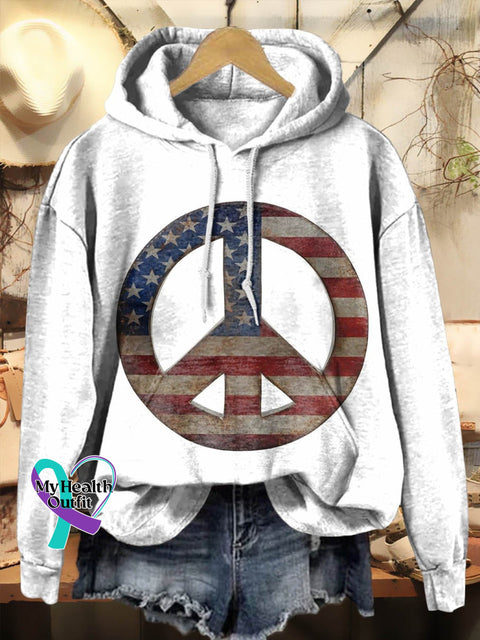 America Hippie Print Casual Sweatshirt Multicolor / S