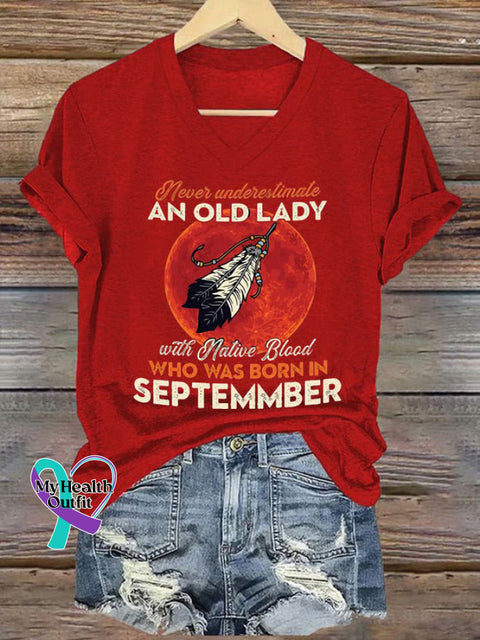 An Old Lady With Nation Blood Casual T-Shirt Red / S