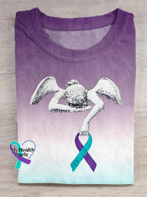 Angel Suicide Awareness Art Print Casual Cotton T-shirt Multicolor / S