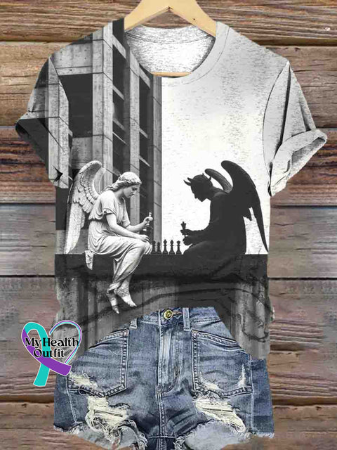 Angel vs Devil Chess Art T-shirt Multicolor / S