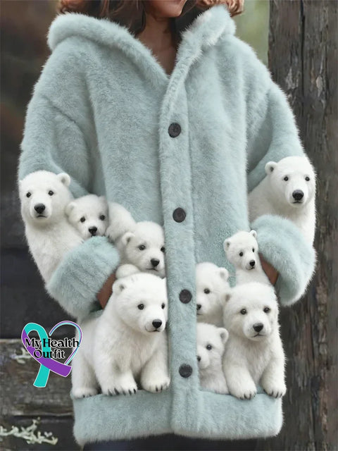 Arctic Bear Cozy Knit Hooded Cardigan Multicolor / S