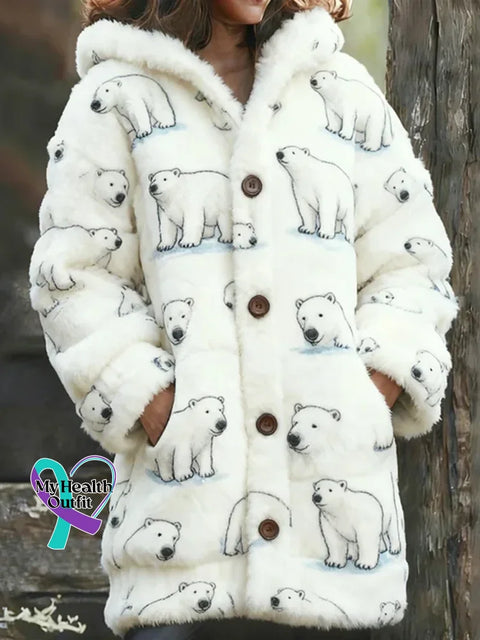 Arctic Bear Cozy Knit Hooded Cardigan Multicolor / S