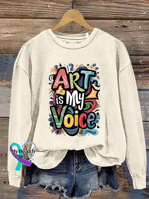 Art Is My Voice Crew Neck Long Sleeve Sweatshirt Beige / S