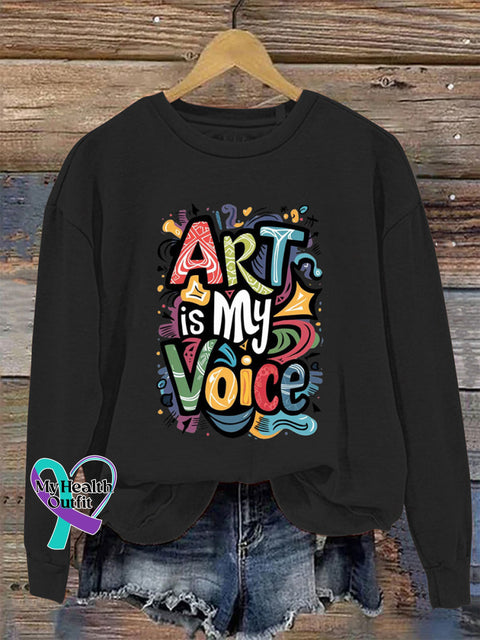Art Is My Voice Crew Neck Long Sleeve Sweatshirt Black / S