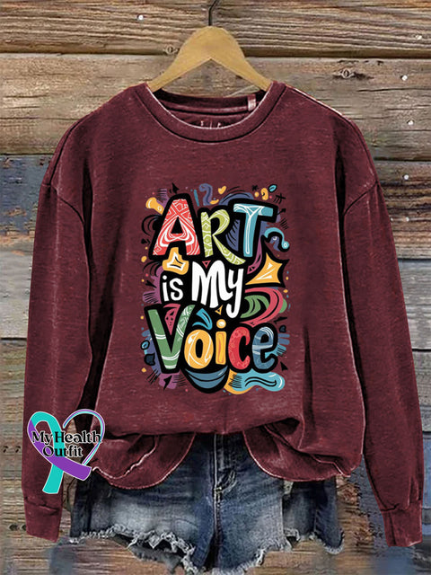 Art Is My Voice Crew Neck Long Sleeve Sweatshirt Claret / S