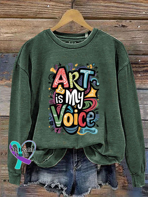 Art Is My Voice Crew Neck Long Sleeve Sweatshirt Green / S