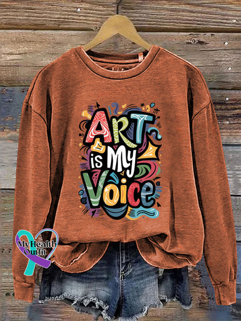 Art Is My Voice Crew Neck Long Sleeve Sweatshirt Orange / S