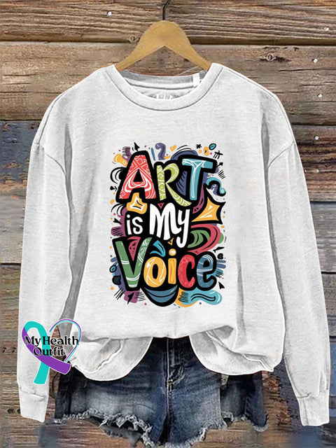 Art Is My Voice Crew Neck Long Sleeve Sweatshirt White / S