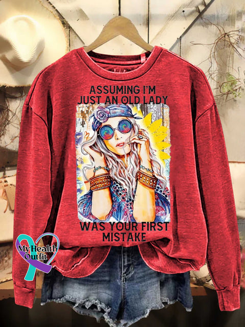 Assuming I’m Just An Old Lady Was Your First Mistake Hippie Floral Peace Sign Love And Casual