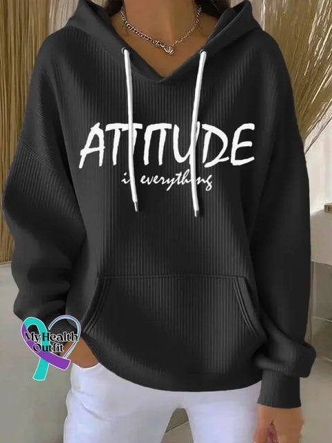 Attitude Is Everything Art Print Casual Hoodie Sweatshirt Black / S