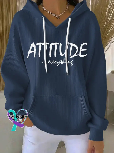 Attitude Is Everything Art Print Casual Hoodie Sweatshirt Blue / S