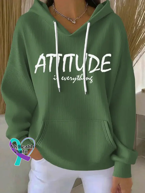 Attitude Is Everything Art Print Casual Hoodie Sweatshirt Green / S