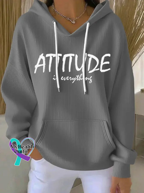 Attitude Is Everything Art Print Casual Hoodie Sweatshirt Grey / S