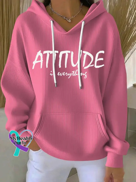 Attitude Is Everything Art Print Casual Hoodie Sweatshirt Pink / S