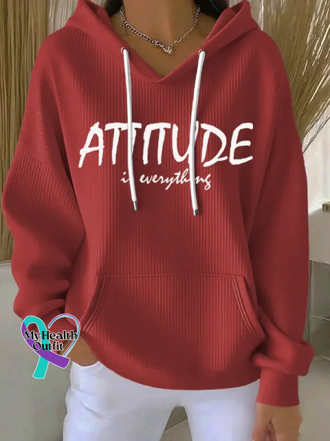 Attitude Is Everything Art Print Casual Hoodie Sweatshirt Red / S