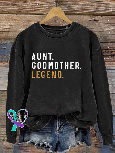 Aunt Funny Letter Print Sweatshirt Black / S