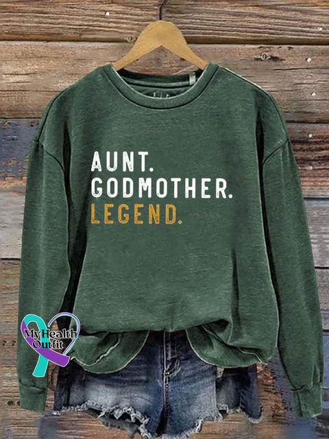 Aunt Funny Letter Print Sweatshirt Green / S