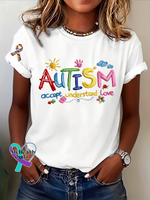 Autism Accept Understand Love Print T-shirt White / S