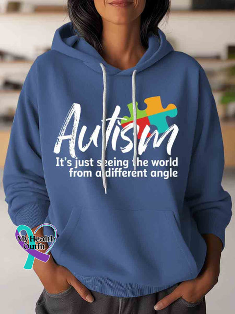 Autism Awareness Art Casual Hoodie Sweatshirt Blue / S