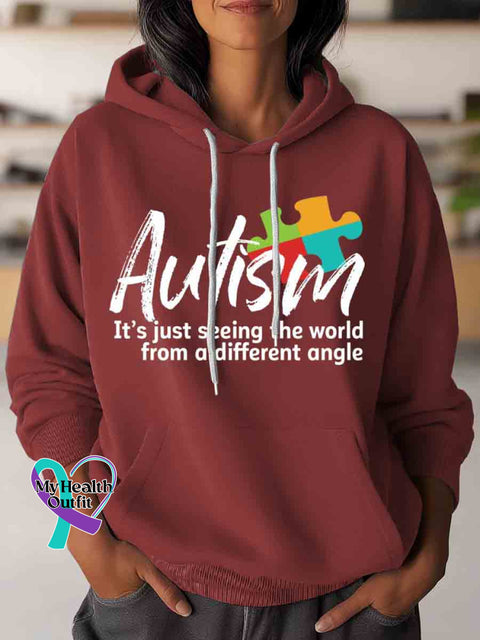 Autism Awareness Art Casual Hoodie Sweatshirt Red / S