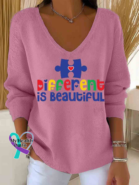 Autism Awareness Art Casual Pullover Sweater Pink / S
