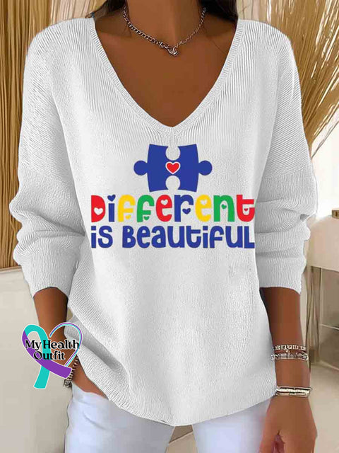 Autism Awareness Art Casual Pullover Sweater White / S