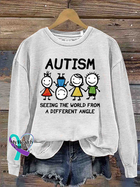 Autism Awareness Art Casual Sweatshirt White / S