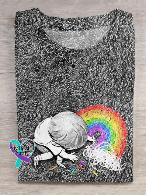 Autism Awareness Art Print Casual Cotton T-shirt Multicolor / S