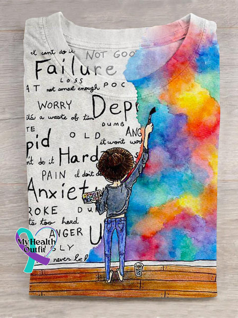 Autism Awareness Art Print Casual Cotton T-shirt Multicolor / S