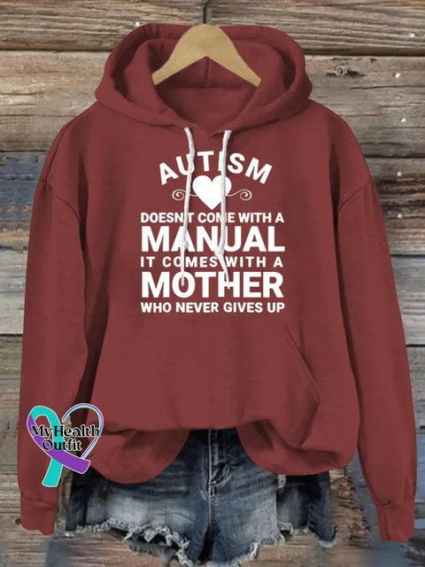 Autism Awareness Art Print Casual Hoodie Sweatshirt Red / S