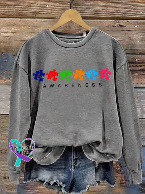 Autism Awareness Art Print Casual Sweatshirt Grey / S