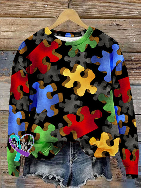 Autism Awareness Art Print Casual Sweatshirt Multicolor / S