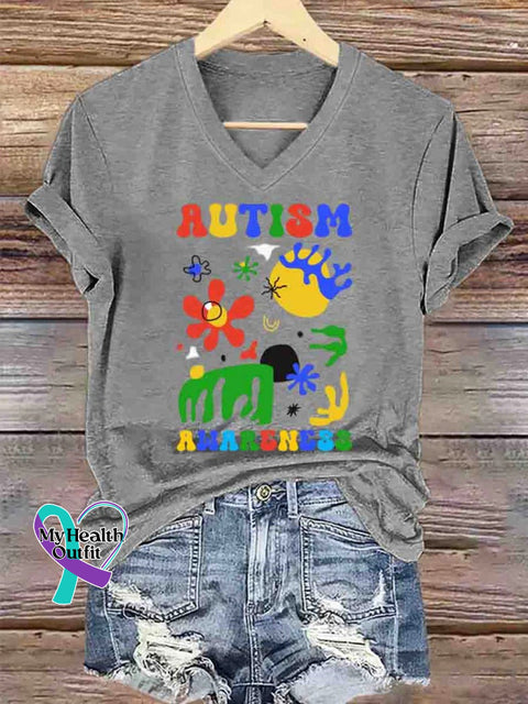 Autism Awareness Art T-Shirt Gray / S