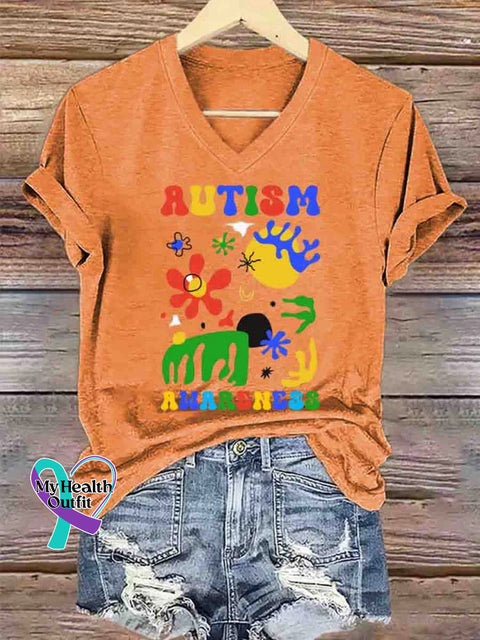 Autism Awareness Art T-Shirt Orange / S